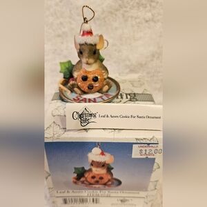 Charming Tails Figurine Ornament Leaf And Cookie Mouse Retired Vintage